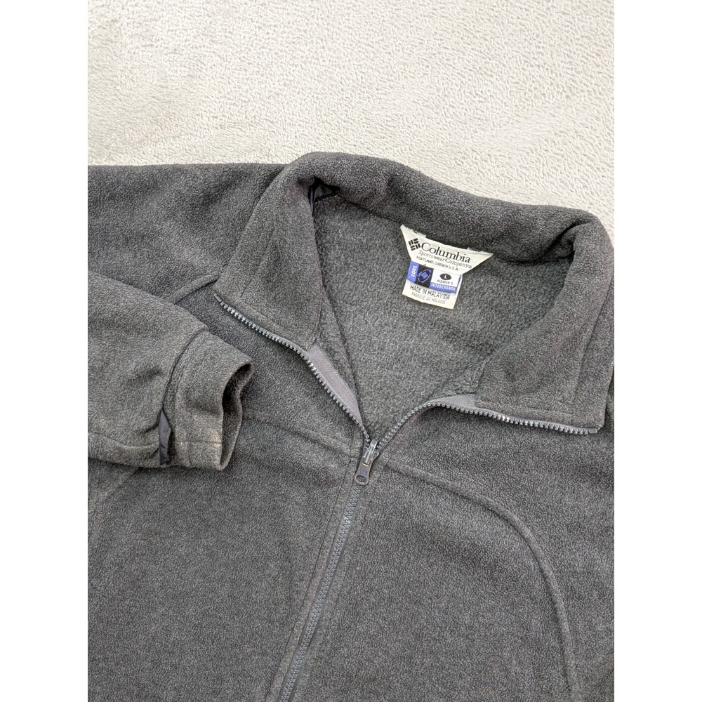 Columbia Womens L Gray Interchange Full Zip Fleece Jacket Charcoal Outdoor Layer